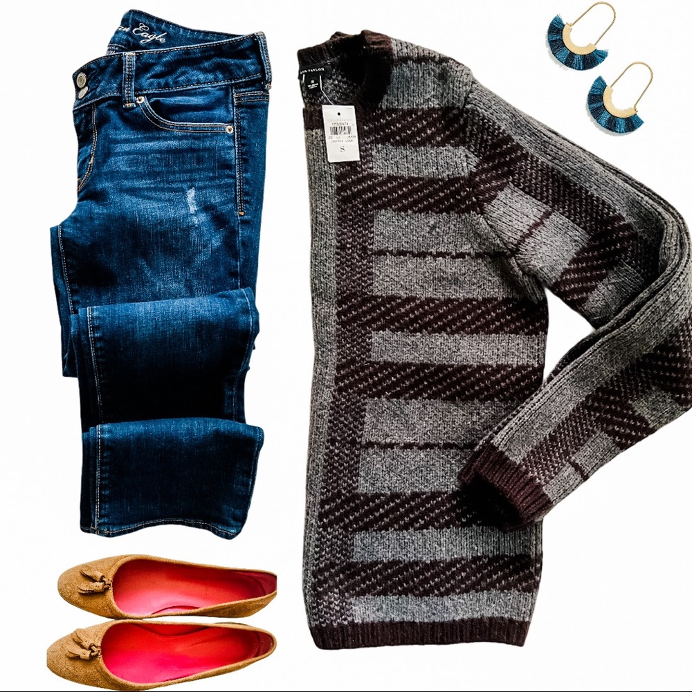SOLD Ann Taylor Plaid wool alpaca blend  sweater